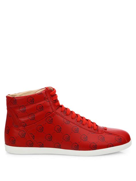 gucci ghost leather red sneakers|Gucci gg canvas sneakers.